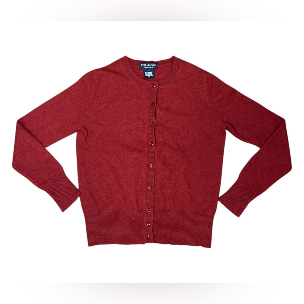 Lord & Taylor Cashmere Red Women's Cardigan M
